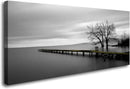 DZL Art S74998 Gray Canvas Prints Modern Minimalist Black and White Lake Trees Landscape Wall Art Painting for Living Room Bedroom Decor Office Wall Decor Home Decoration by CozyNest Decor