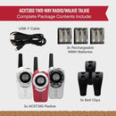 Cobra ACXT360 Water Resistant Walkie Talkies – Rechargeable, 22 Channels, Long Range 25-Mile Range Two-Way Radios 3-Pack, White, Silver and Red by TinyTreasures Baby Boutique