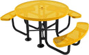 Heavy-Duty Portable Outdoor Picnic Table with Umbrella Hole, Punched Steel Patio Dining Furniture Made in America (46" Round Top, Yellow) by GreenHaven Gardens