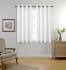 MIUCO Floral Embroidery Semi Sheer Curtains Faux Linen Grommet Window Curtains for Bedroom Living Room 63 Inch Length 2 Panels, Pure White by CozyNest Decor