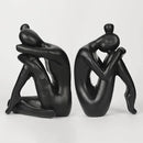 Unique Cast Iron Girl Thinker Bookends, Heavy-Duty Decorative Book Stoppers for Shelves, Creative Home and Office Desk Ornaments, 1 Pair/2 Pieces, 5.9" by CozyNest Decor