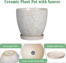 6 Inch Ceramic Plant Pot for Indoor Plants Outdoor Round Planter Flower Pot with Drainage Hole and Saucer for Home Garden Office Decor White by GreenHaven Gardens