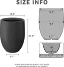 Kante 21.7" H Burnished Black Tall Planter, Large Outdoor Indoor Decorative Pot with Drainage Hole and Rubber Plug, Modern Round Taper Style for Home and Patio by GreenHaven Gardens