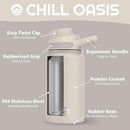 Chill Oasis Water Bottle | Compatible With Popular Flavor Cartridges | BPA Free, Leak Proof, Double-Walled Vacuum Insulated Stainless Steel, and Dishwasher Safe | Cold for 24 Hours (Beige, 12oz) by CozyNest Decor