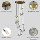 Gold 5 Light Cluster Pendant Lighting, Raindrop Chandeliers Brass Dining Room Lights Fixture, Teardrop Pendant Lights Kitchen Island, Hanging Lamp Ceiling for Entryway Foyer Staircase by CozyNest Decor