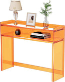 Acrylic Console Table, Entryway Table with Storage Shelves (1, 39.4 * 31.5 * 11.7 inches) (Orange) by CozyNest Decor