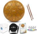 The Balmy Drum - 11 Note 10 Inch Steel Tongue Drum, Steel Drum Instrument, Drums For Children and Adults, Balmy Drum Set for Kids with Music Book, Handpan, Mallet and Carry Bag (Gold) by TinyTreasures Baby Boutique