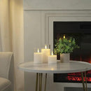 Homemory Clear Glass Flameless Candles, Pure White Wax Battery Operated Candles, LED Pillar Candles with Remote Control and Timers, D3 H4 5" 6", Set of 3 by CozyNest Decor