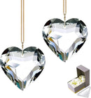 Clear Heart Crystal Suncatcher, 2pc 45mm Hanging Prism for Windows, Outdoor Indoor Decoration, Rainbow Maker Gifts for Mom, Grandma, Friend by GreenHaven Gardens