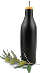 Black Ceramic Olive Oil Dispenser Bottle 16 Oz Container for EVOO or Vinegar, Kitchen Counter Design by CozyNest Decor