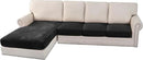H.VERSAILTEX Velvet Stretch Sectional Couch Covers 4 Pieces Sofa Seat Cushion Covers L Shape Separate Cushion Couch Chaise Cover for Both Left/Right Couch (Large Sofa 3 Seater + 1 Chaise, Black) by CozyNest Decor