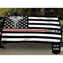 FLAGWIX American Flag-Nurse Flag Thin Red Line Nurse Grommet Flag TRN1388GFv1, 3x5 ft., No Flag Pole Rings-USA Heavy Duty Flags Canvas Cotton-Durable Indoor Outdoor Flag by GreenHaven Gardens