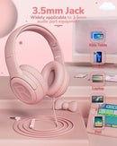 Kids Headphones with Microphone Foldable Stereo Tangle-Free 3.5mm Jack Wired Cord On-Ear Headset for Children/Teens/Boys/Girls/Smartphones/School/Kindle/Airplane Travel/Plane/Tablet (Pink) by TinyTreasures Baby Boutique