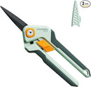PrunePro Garden Scissors Pruning Shears Sharp Stainless Steel Non-Stick Teflon Coating Blade for Precise Cuts Garden Snip Bonsai Clippers for Plants Rose Flower 2 Pack by GreenHaven Gardens