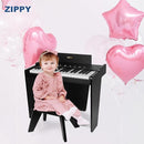 ZIPPY Kids Piano Keyboard, 37 Keys Digital Piano for Kids, Touch Sensitive Control Panel, Built-in Songs, Volume Adjustable, Music Educational Instrument, Wood Piano for 3+ Girls and Boys (Black Plus) by TinyTreasures Baby Boutique