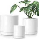 vancasso Ceramic Planters, Plant Pots for Indoor Plants, 6.25+8.25+10.25 Inch Ceramic Pots for Plants, Flower Pots with Drainage Holes, Planters Pot for Indoor House Plant, Set of 3, White by CozyNest Decor