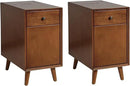 HULALA HOME End Table with Drawer Set of, Modern End Table with USB Ports and Outlets, Wooden Side Table with Storage-Acorn by CozyNest Decor
