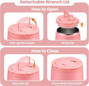Soup Thermo for Hot Food Kids 14oz Lunch Containers with Buckle Lid Wide Mouth Hot Food Jar Vacuum Insulated Stainless Steel Bento Box Leakproof with Spoon (Dark Pink) by TinyTreasures Baby Boutique