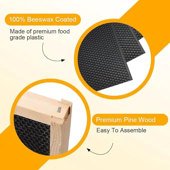 POLLIBEE 10 Frame Bee Hive,Beeswax Coated Beehive Kit for Bee Keeper,Complete Beehive Include 1 Deep Brood Bee Box and 1 Medium Bee Hive Box with Frame and Foundation, photo 5 of 7