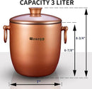 Ice Bucket with Lid, Scoop, Tongs and Strainer - Well Made Insulated Stainless Steel Keep Ice Frozen Longer - Ideal for Cocktail Bar, Parties, Chilling Wine, Champagne - 3 Liter (Copper) by CozyNest Decor