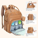 BabbleRoo Leather Diaper Bag Backpack - Baby Essentials Travel Baby Bag, Multi function, Waterproof, with Changing Pad, Stroller Straps & Pacifier Case – Unisex, Light Brown by TinyTreasures Baby Boutique