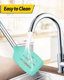 Pack of 2 Silicone Solid Turner, Non Stick Slotted Kitchen Spatulas, High Heat Resistant BPA Free Cooking Utensils, Ideal Cookware for Fish, Eggs, Pancakes(Green) by CozyNest Decor