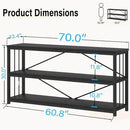 LVB Black Entryway Table, Modern Extra Long Sofa Console Table, Metal Wood Narrow Hallway Table with Storage Shelves, Industrial Skinny Foyer Couch Tables for Living Room Bedroom, Black Oak, 70 Inch by CozyNest Decor