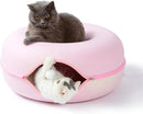 Jia Xi Cat Tunnel Bed & Hideout - Large Indoor Cat Condo & Cave (24 inch, Pink) by CozyNest Decor