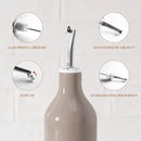 famiware Milkyway 16oz Ceramic Olive Oil Dispenser Bottle, Olive Oil and Vinegar Dispenser Bottle Set of 2 with Stainless Steel Pourers, Suitable for Storage Vinegar, Liquids, White and Cinnamon Brown by CozyNest Decor