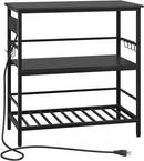 IBUYKE Kitchen Island with Storage, Bakers Rack with Power Outlet,Microwave Stand with Large Worktop,Rolling Bar Cart for Home, Outdoor, Kitchen,Black TMJ029B by CozyNest Decor