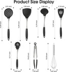 Premium Black Silicone Cooking Utensils Set - Non-Toxic, Heat Resistant& Non-Stick Kitchen Utensils Set with Spatula, Spoon, Whisk, Tongs, BPA Free, Dishwasher Safe, Black by CozyNest Decor
