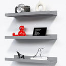 RICHER HOUSE 3 Set Floating Shelves for Wall, Black Wall Mounted Shelves with Lip for Storage, Display Picture Ledge Shelf for Bedroom Bathroom Kitchen Living Room Decor, Modern Grey by CozyNest Decor