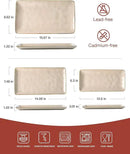 famiware Serving Platter, Rectangular 15.67/14.1/12.6 inch Serving Dishes for Entertaining, Microwave Dishwasher Safe, Stonware Serving Trays for Party, Turkey, Cheese, Ocean Series, Cinnamon Brown by CozyNest Decor