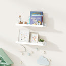Fun Memories Picture Ledge Shelf for Wall, 24 inch Pine Wood Nursery Book Shelves Set of 2- Wall Book Shelves for Kids Room, Home Decor - Kitchen Spice-White by TinyTreasures Baby Boutique