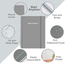 Daily Planner Undated - A5 To Do List Notebook Hourly Schedules, Spiral Appointment Planner for Women and Men, PVC Hardcover, Inner Pocket, Elastic Closure, 5.8" x 8.3", Grey by TinyTreasures Baby Boutique