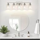5-Light Bathroom Light Fixtures, Brushed Nickel Bathroom Vanity Light with Clear Glass Shades, Modern Bathroom Wall Lamp for Mirror Living Room Cabinet Bedroom Porch by CozyNest Decor