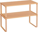 SONGMICS Cabinet Organizer Shelf, Set of 2 Kitchen Counter Shelves, Kitchen Storage, Spice Rack, Stackable, Expandable, Metal and Engineered Wood, Apricot UKCS200Y01 by CozyNest Decor