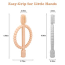 Baby Teething Toys with Easy-Hold Handle, Silicone Infant Toothbrush, Textured On Both Sides Helps Massage, Soothe Sore Gums, Teething Toys for Babies 0-6 Months, 6-12 Months Peach Powder & Gray by TinyTreasures Baby Boutique