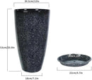 2 Pcs Pack 21 Inches Plastic Resin Tall Tapered Planter Pots Large Round Planter Flower Pot with Drainage Holes for Indoor Outdoor Deck Porch Garden Home Patio Front Door (Black, L) by CozyNest Decor