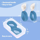 Baby Self Feeding Training Spoon and Fork Set with Travel Case, BPA-Free Cute Circle Toddler Training Utensils, Silicone/ABS Great Tableware Set Spoons Fork for Kids (Blue) by TinyTreasures Baby Boutique