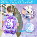 Rolling Backpack for Girls, Cute Rabbit Roller Wheels Kids Bookbag - Wheeled Elementary School Bag - 3PCS Rabbit by TinyTreasures Baby Boutique