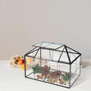 HighFree Geometric Terrarium Planter with Swing Lid, House Shape Black Handmade Glass Box, Vintage Tabletop Miniature Terrarium, for Succulent, Cacti, Air Plants (Not Watertight - 9.2x5.5x7.3 inch) by GreenHaven Gardens