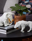 HAUCOZE Dinosaur Statue Arts Animal Figurine Modern Decor Leopard Sculpture Polyresin White 9.8inch by CozyNest Decor