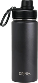 DRINCO Stainless Steel Water Bottle Spout Lid Vacuum Insulated Double Wall Water Bottle Wide Mouth (40oz 32oz 22oz 18oz 14oz) Leak Proof Keeps Cold or Hot (18 oz, 18oz Black) by CozyNest Decor