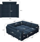 Belffin Modular Sectional Sofa with Ottomans Velvet Reversible Sleeper Sectional Sofa with Chaise Modular Sleeper Sofa Bed with Storage Seat Blue by CozyNest Decor