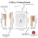 Premium Baby Hair Brush Set – Natural Goat Hair & Bamboo Bristle Brushes, Beechwood Comb, Cotton Pouch – Gentle Scalp Care for Newborns & Toddlers, Gift-Ready & Eco-Friendly by TinyTreasures Baby Boutique