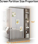 Wall Room Divider, Storage Cabinet Storage Display with Shelves, Modern Freestanding Wood Room Divider Screen, Wall Privacy Screens for Home Decorative (Grey Oak+White,39.5" L x 9.5" W x 79.5" H) by CozyNest Decor