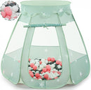 Baby Ball Pit Tent with 50 Balls - For Toddlers, Pink/White/Gray Princess Playhouse with Carry Bag, 109x90cm by TinyTreasures Baby Boutique