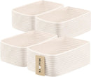 Small Storage Baskets for Organizing | Closet Organizer Bins | Shelf Toy Basket | Woven Rope Baskets | Cube Decorative Box | Shallow Basket | 11.5x7.5x4.7” | 4 Packs Off White by GreenHaven Gardens