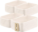 Small Storage Baskets for Organizing | Closet Organizer Bins | Shelf Toy Basket | Woven Rope Baskets | Cube Decorative Box | Shallow Basket | 11.5x7.5x4.7” | 4 Packs Off White by TinyTreasures Baby Boutique